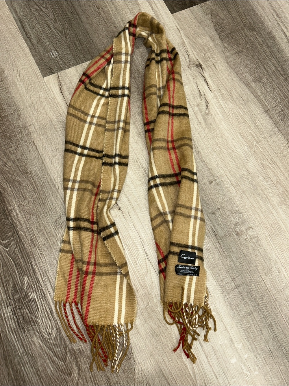 Checked Camel Plaid Scarf